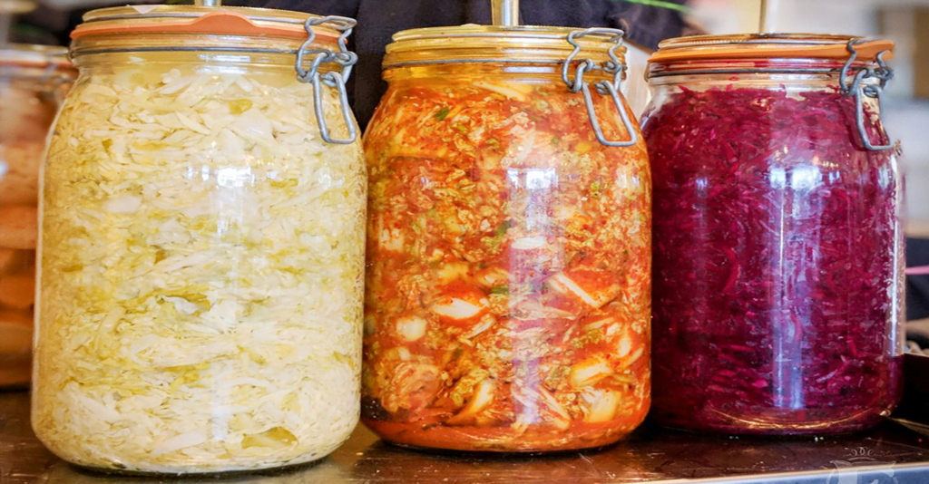 Plain Kraut, Turmeric Kimchee, and Beet Kraut